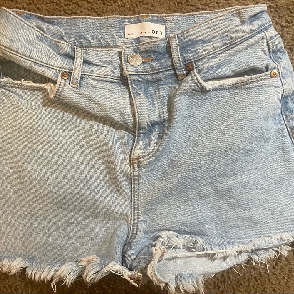 LOFT Blue Distressed Jean Shorts
